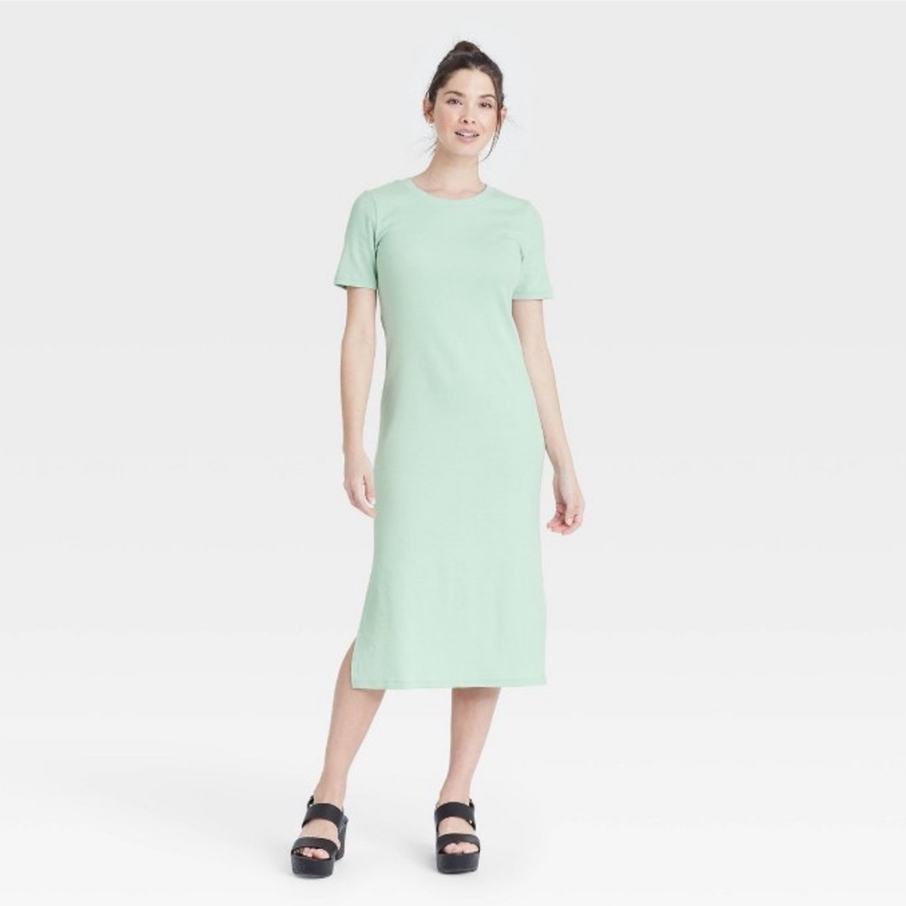 A New Day Short Sleeve Rib Knit T-Shirt Dress 2X Plus Mint